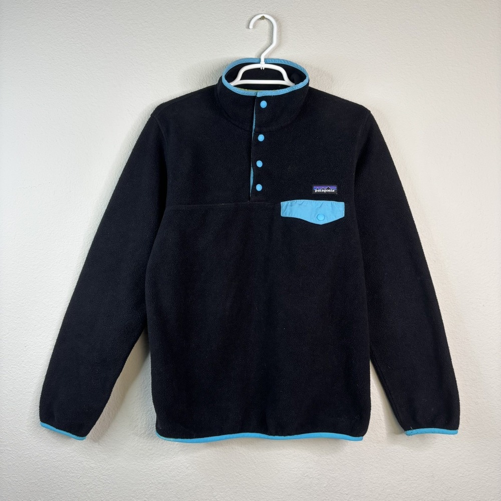 Patagonia Synchilla Snap-T Fleece Pullover Womens Size XS Lightweight Black Teal